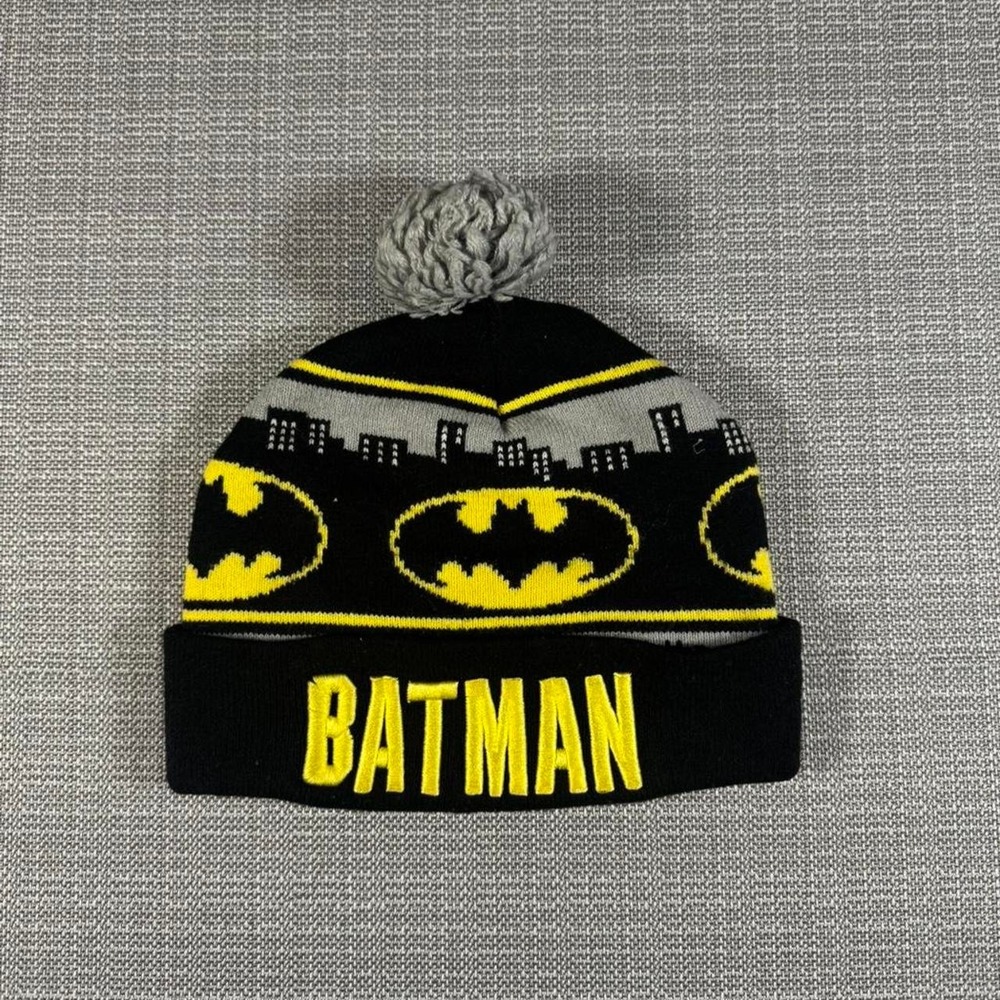 Batman black and yellow beanie with Pom Pom